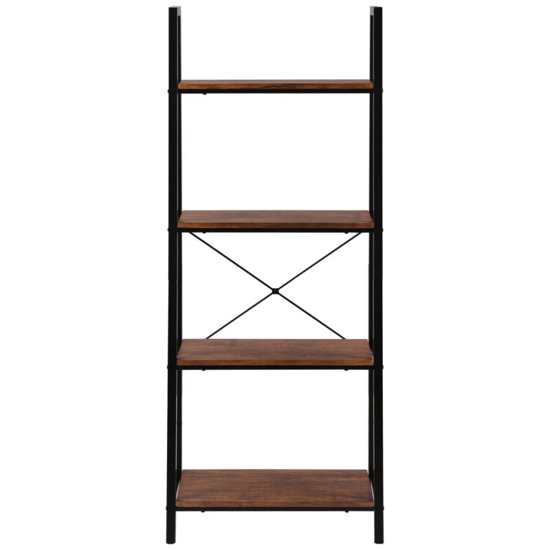 4Tier Ladder Shelf Bookcase Bookshelf Storage Rack Frame Shelves for Living Room