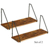Set of 2 Wood Rustic Shelves Wall Hanging Metal Shelves Mounted Floating Shelves