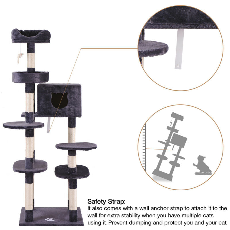 Large Cat tree multilevel Scratching Post Kitten Climbing Tower Activity Centre