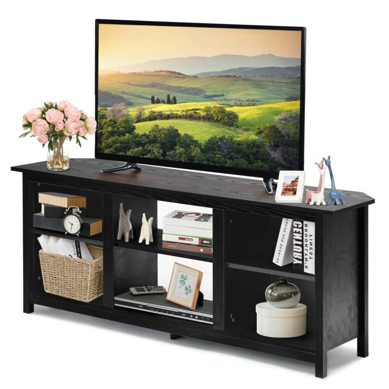 2-in-1 TV Stand for TVs up to 65 Inches Wooden TV Console Table Media Canter