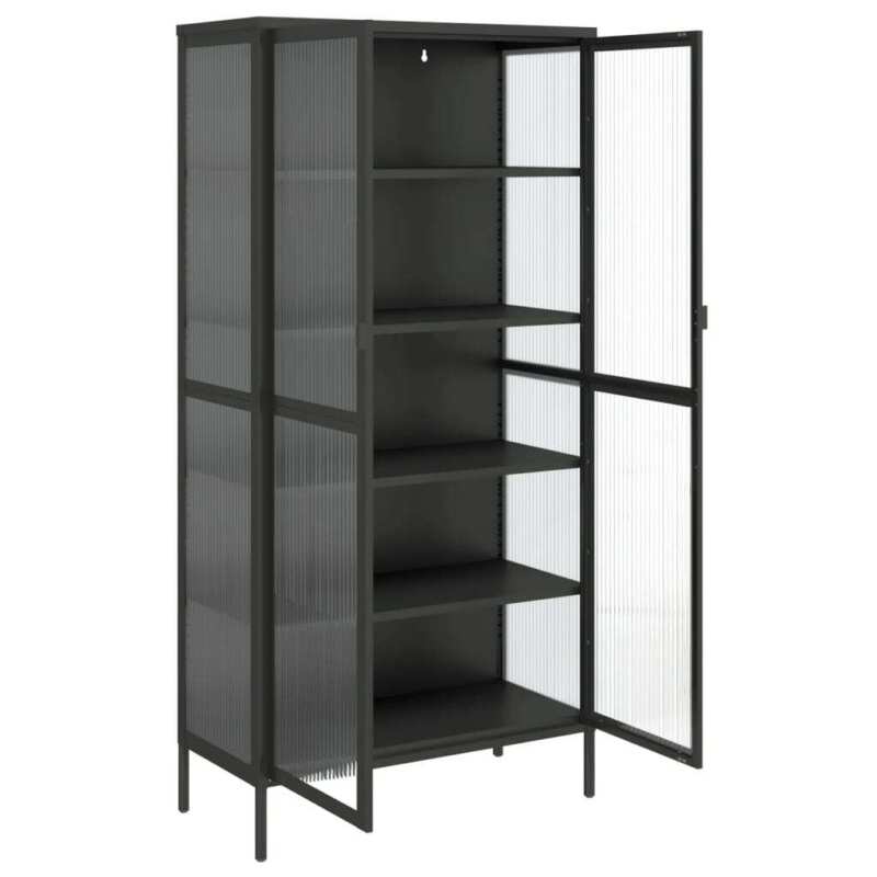 Highboard Black 85x40x180 Glass and Steel G7G8