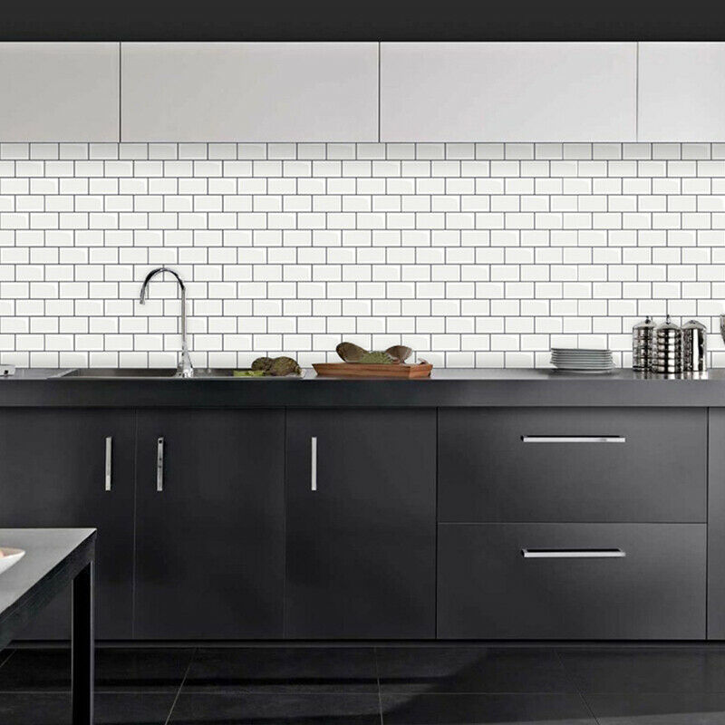 10Pcs Peel and Stick Wall Stickers Tile Effect Self Adhesive Kitchen Living Room