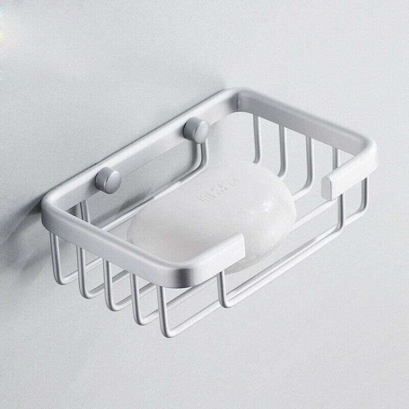 Silver Stainless Steel Soap Holder Dish Bathroom Wall Mounted Storage Rack UK