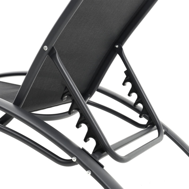 2pcs Garden Sun Lounger Relaxing Reclining Chair Day Bed Adjustable Backrest