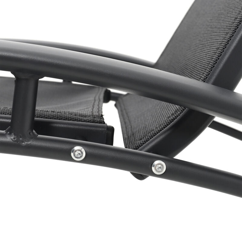 2pcs Garden Sun Lounger Relaxing Reclining Chair Day Bed Adjustable Backrest