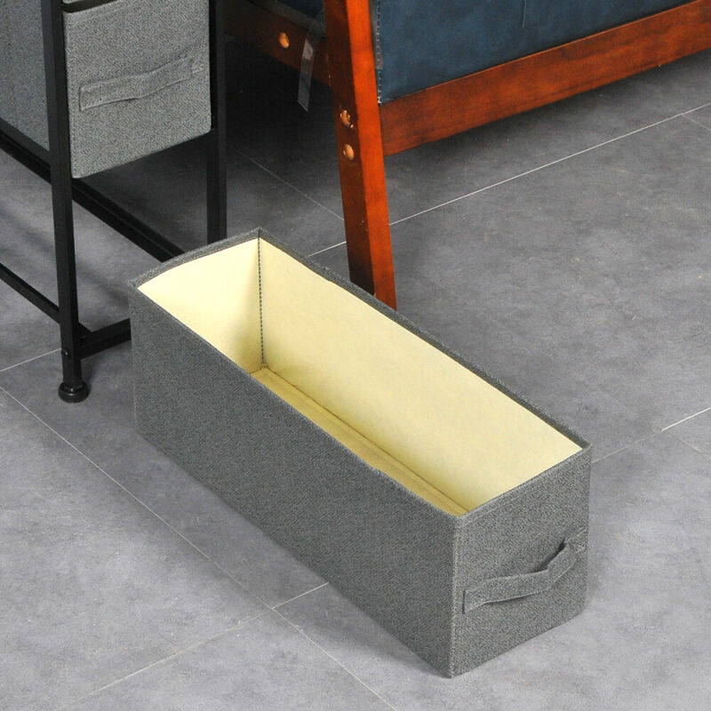 Dark Grey Fabric Cabinet Storage Unit Chest of Drawers Organiser Bedside Table