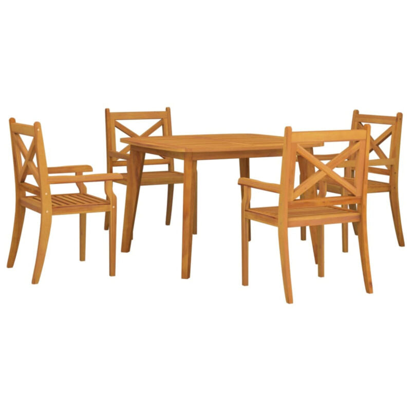 5 Piece Garden Dining Set Solid Wood Acacia W4C7