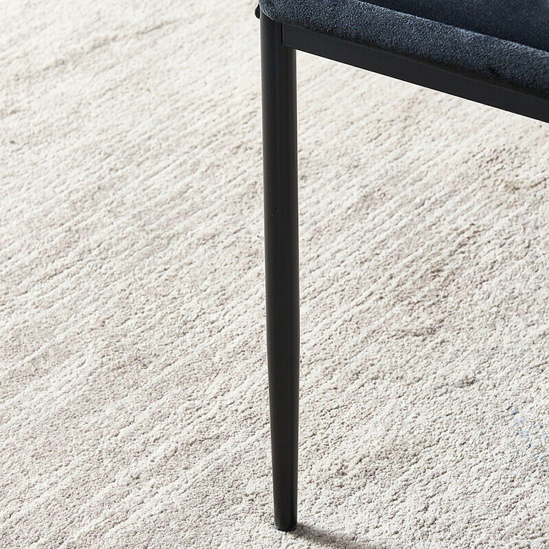 Set of 2 Dining Chairs Velvet Padded Seat Metal Legs Kitchen Dining Room Black