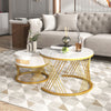 Set of 2 Nesting Coffee Table Living Room Marble Effects Side End Table MA