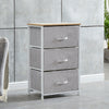 Fabric 3 Chest Of Drawer Grey Side Table Storage Cabinet Unit Organiser Bedroom