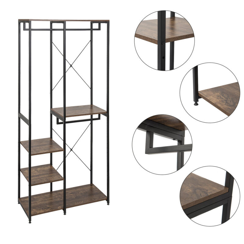 Clothes Rail Garment Dress Hanging Display Stand Shelves w/ Shoe Storage Rack