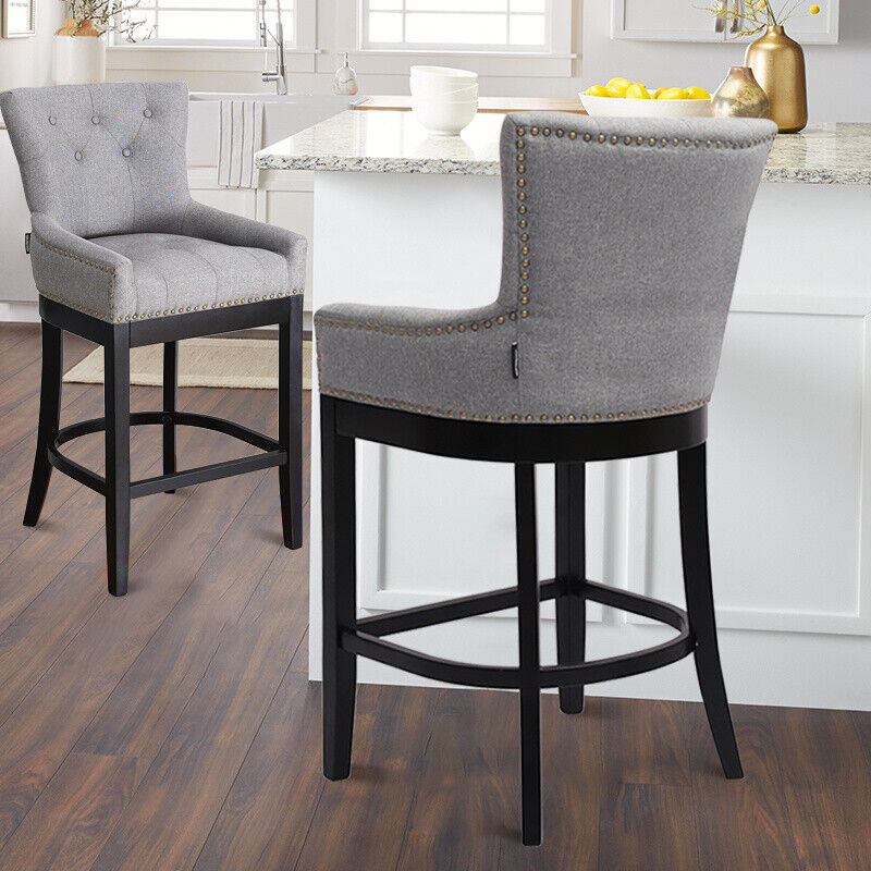 Bar Stools Set of 1/2 Bar Chairs Light Grey High Stools Breakfast Counter Stools
