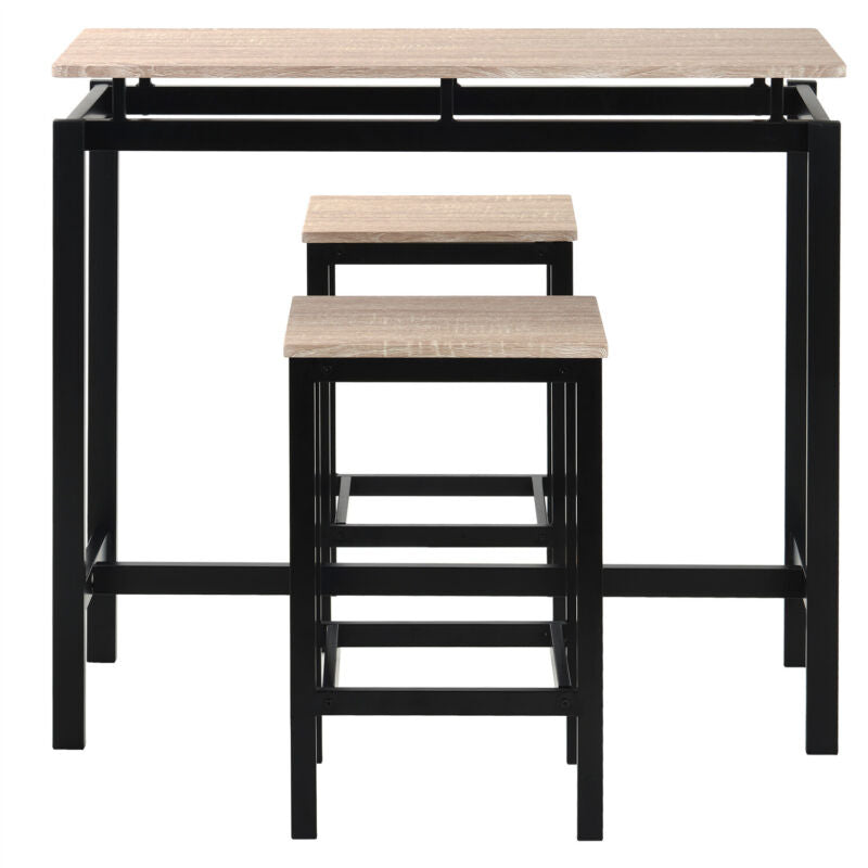 Bar Table Set Breakfast Table and 2 Stools Dining Table Chairs Kitchen Furniture