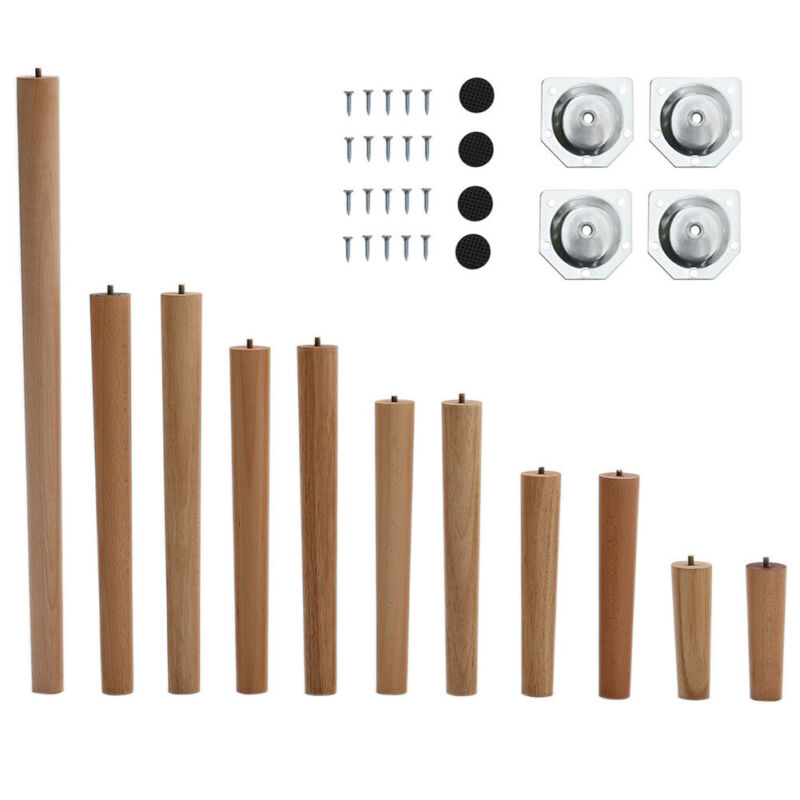 4x Wooden Furniture Legs Tapered Beech/Oak Feet For Table/Chair/So