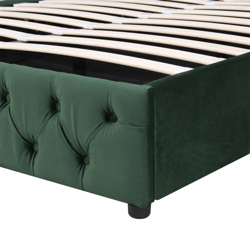 Upholstered Bed Velvet Ottoman Storage Lift Bed Frame Double King Size Bed Frame