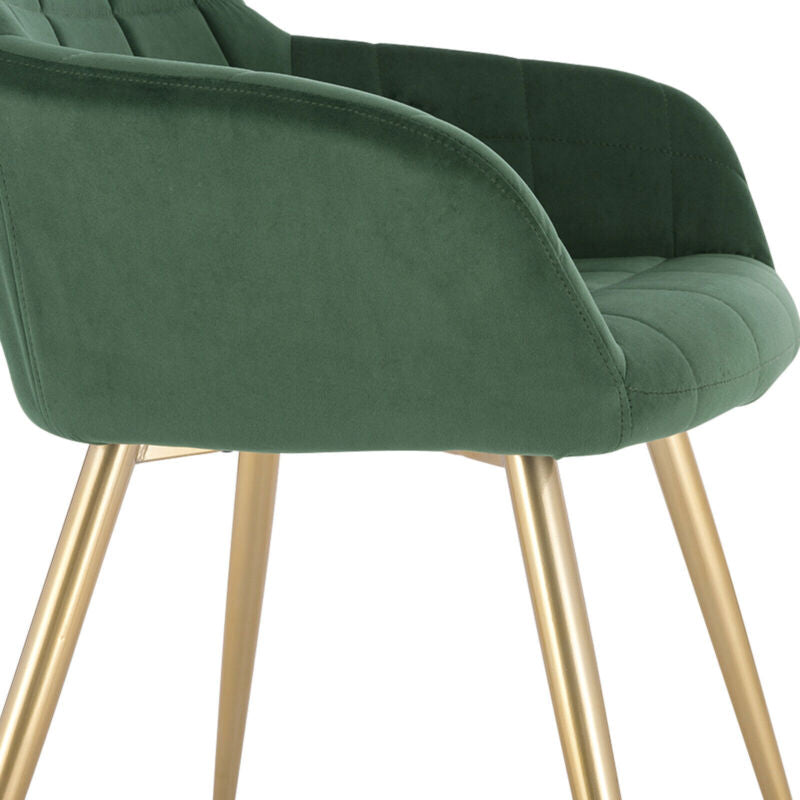 1x Dining Chair Velvet Seat Padded Breakfast Armchair w/ Backrest Kitchen Lounge