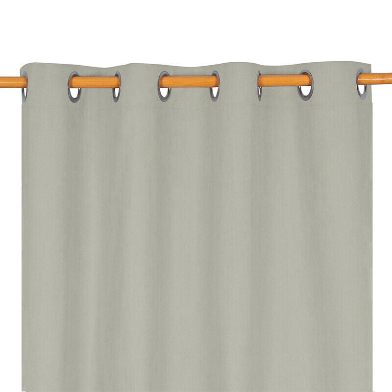 Luxurious Thermal Sueded Curtains Ready Made Eyelet Ring Top Pair Beige Bedroom