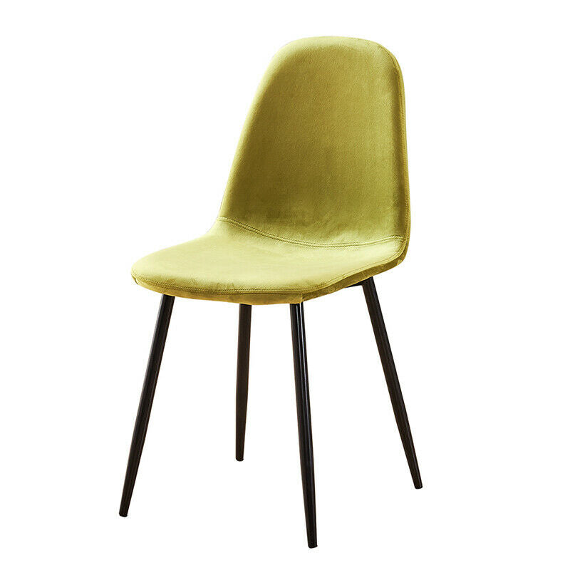 Set of 4 Velvet Dining Chairs Side Chairs Padded Living Room Home Office Yellow