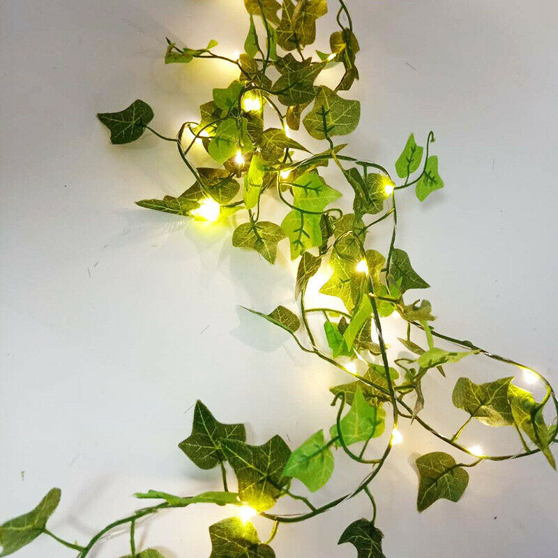 2M/10M LED Leaves Ivy Leaf Garland Fairy String Lights Party Garden Decor Lamp