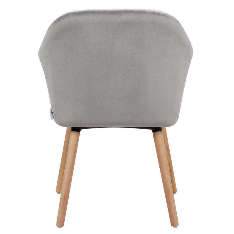1x Dining Chair Velvet Padded Seat Kitchen Home Armchairs w/ Backrest Wood Legs