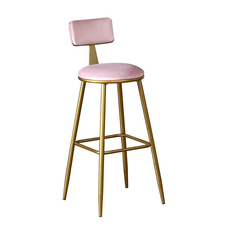 2x Velvet Bar Stools Bar Chairs Breakfast Dining Stools Office Bar Cafe Pink BN