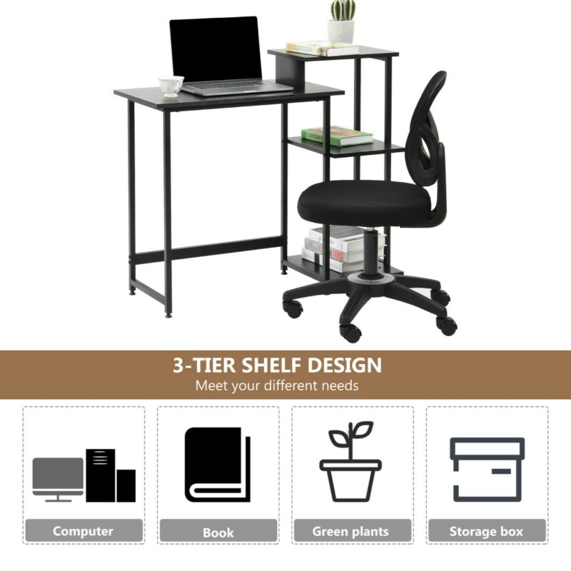 Computer Desk Home Office Study PC Writing Table Workstation Shelf Furniture UK