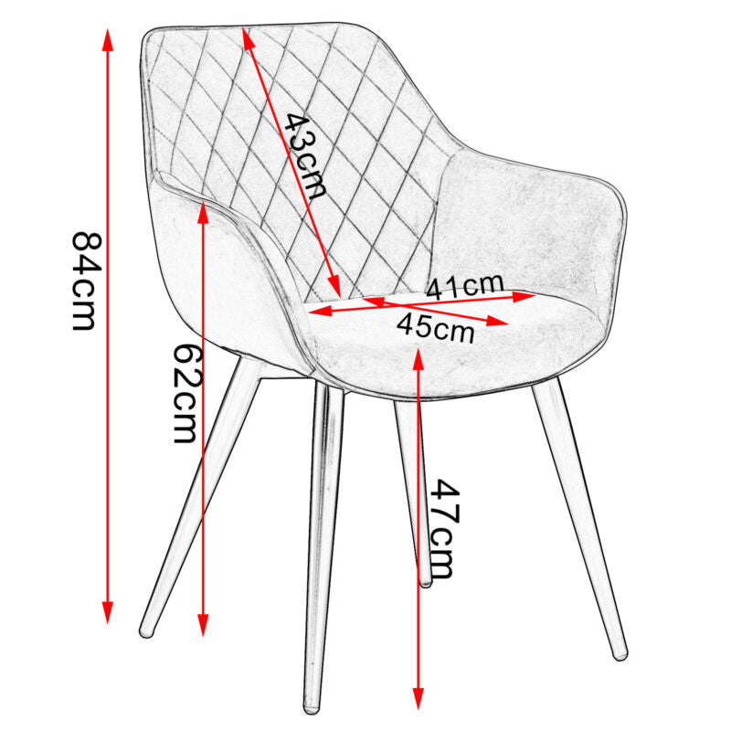 1x Dining Chair w/ Velvet Padded Metal Legs Kitchen Living Room Counter Lounge