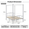 Double Size Metal Canopy Bed Frame Modern 4 Poster Platform Bed with Headboard