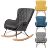 Wooden Upholstered Rocking Armchair Button Lounge Wing Back Chair Sofa Fireside