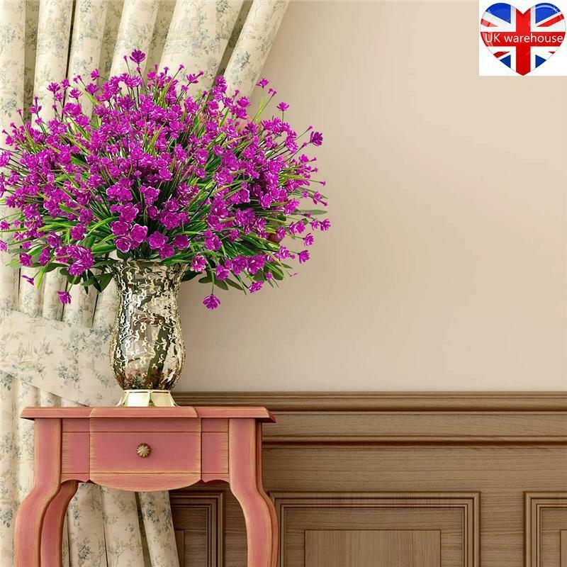 5 Bundles Artificial Flowers Plastic Fake Outdoor Plants Faux UV Resistant Decor
