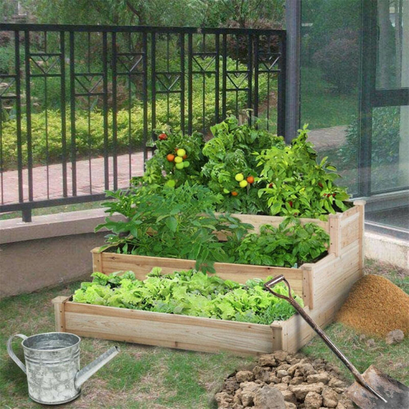 Outsunny 5-Tier Vertical Raised Garden Planter with 5 Container Boxes, Outdoor Plant Stand for Vegetable Flowers, Grey Outsunny 5-Tier Vertical Raised Garden Planter with 5 Container Boxes, Outdoor Plant Stand for Vegetable Flowers, Grey