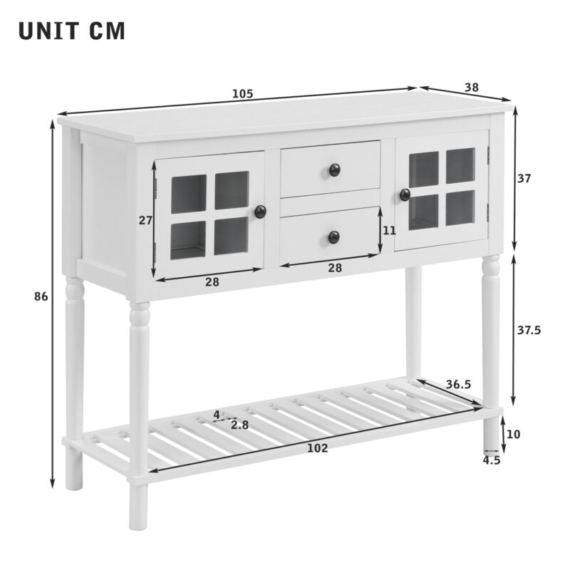 Console Table With Shelf Drawers Sofa Table Hallway Living Room Furniture White