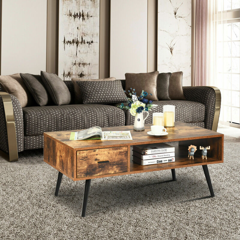 Industrial TV Stand Retro TV Cabinet Media Entertainment Center Coffee Tea Table