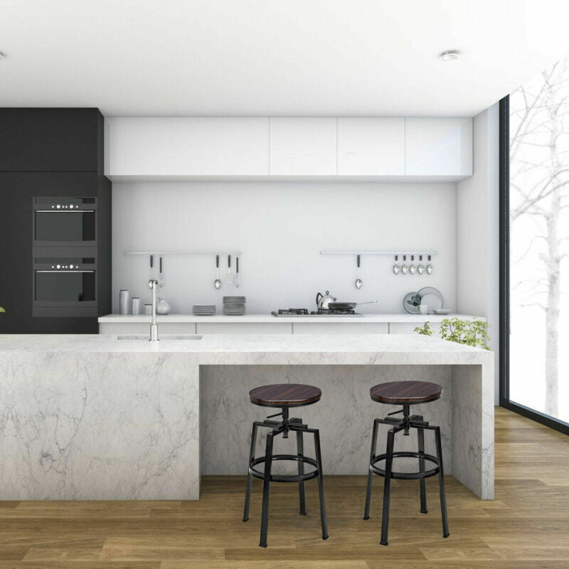 Set of 2 Industrial Bar Stool Pub Swiwal Chairs Kitchen Dining Seat W/ Footrest