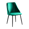 Set of 2 Velvet Dining Chairs Accent Chairs Padded Seat Metal Legs Kitchen Green