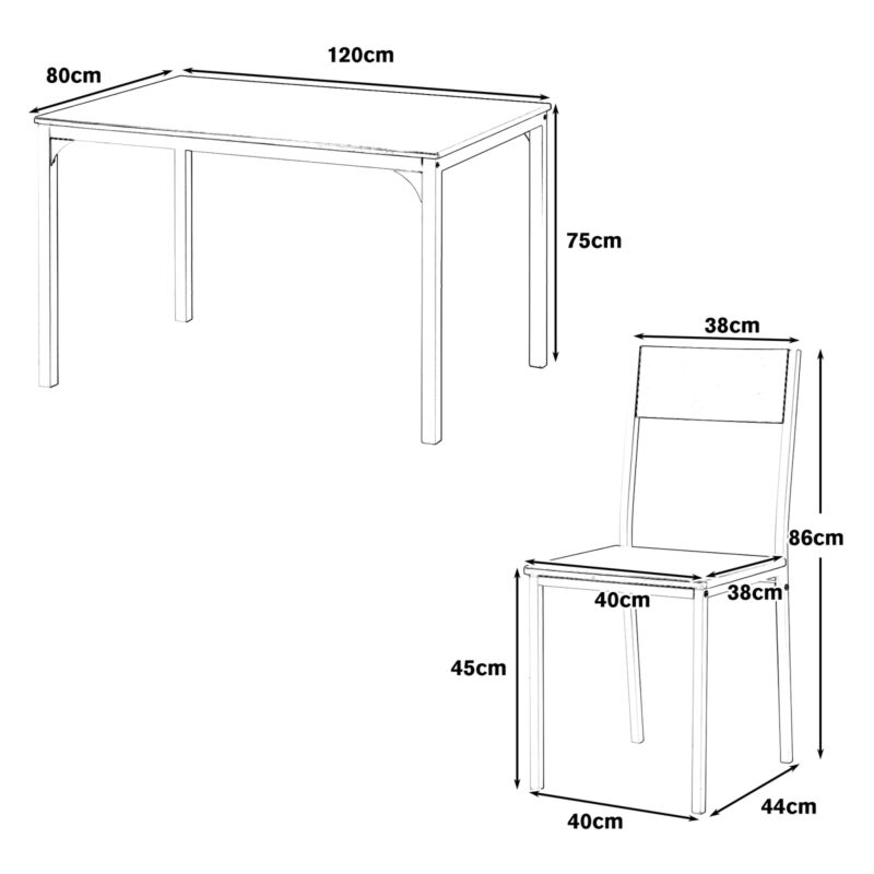 4 Seater Kitchen Dining Table and Chairs Space Saving Furniture Set Furniture