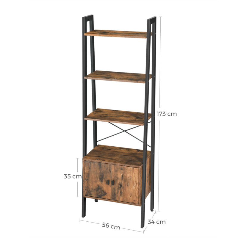 Ladder Shelf Bookshelf Rack Stand with Cupboard 4Shelves Storage Display LLS47BX