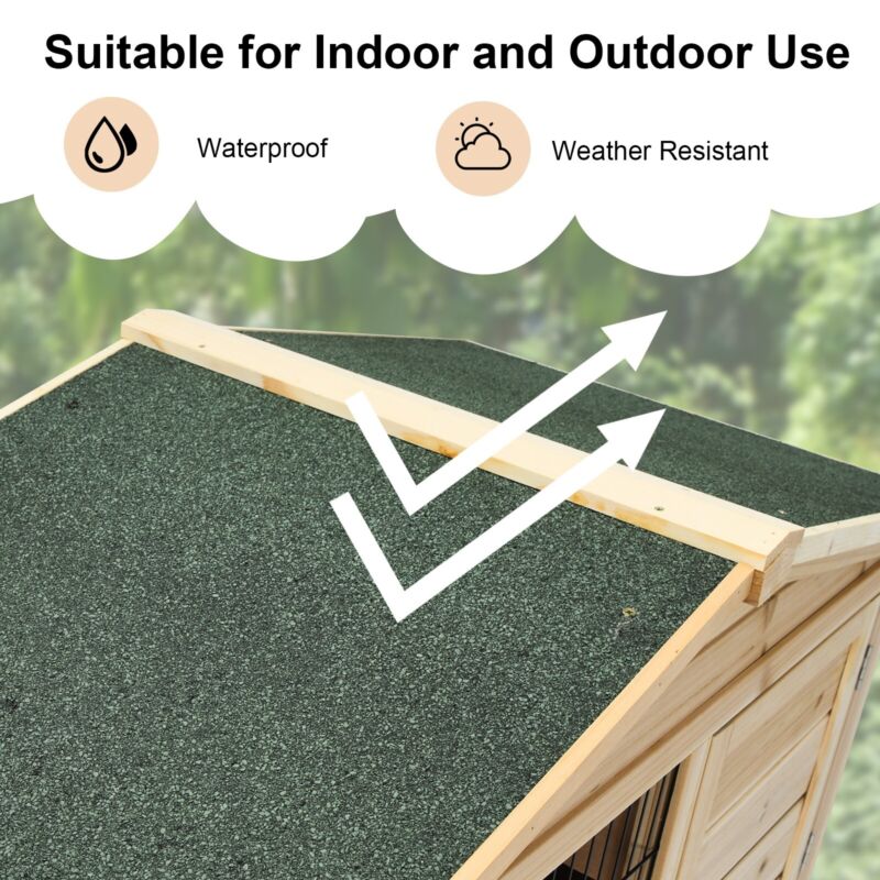 2 Floors Wood Chicken Coop Large Bunny Rabbit Cage Indoor Outdoor Pet House Ramp