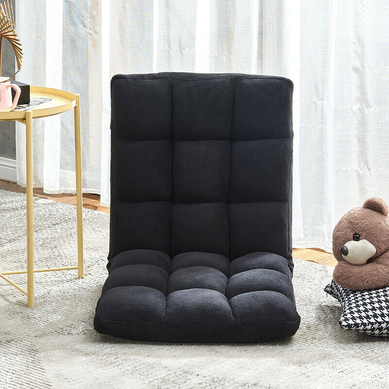 Adjustable Lazy Lounge Sofa Floor Chair Recliner Couch Black Home Living Room BN