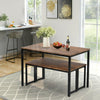 Dining Table 2 Bench Set Dinner Set Kitchen Dining Room Restaurant Rustic Brown