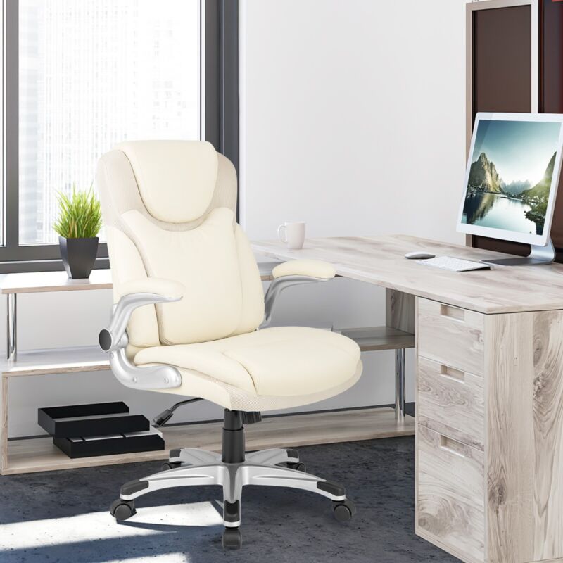 Ergonomic Office Task Chair Swivel PU Leather Executive Chair W/ Rock Function