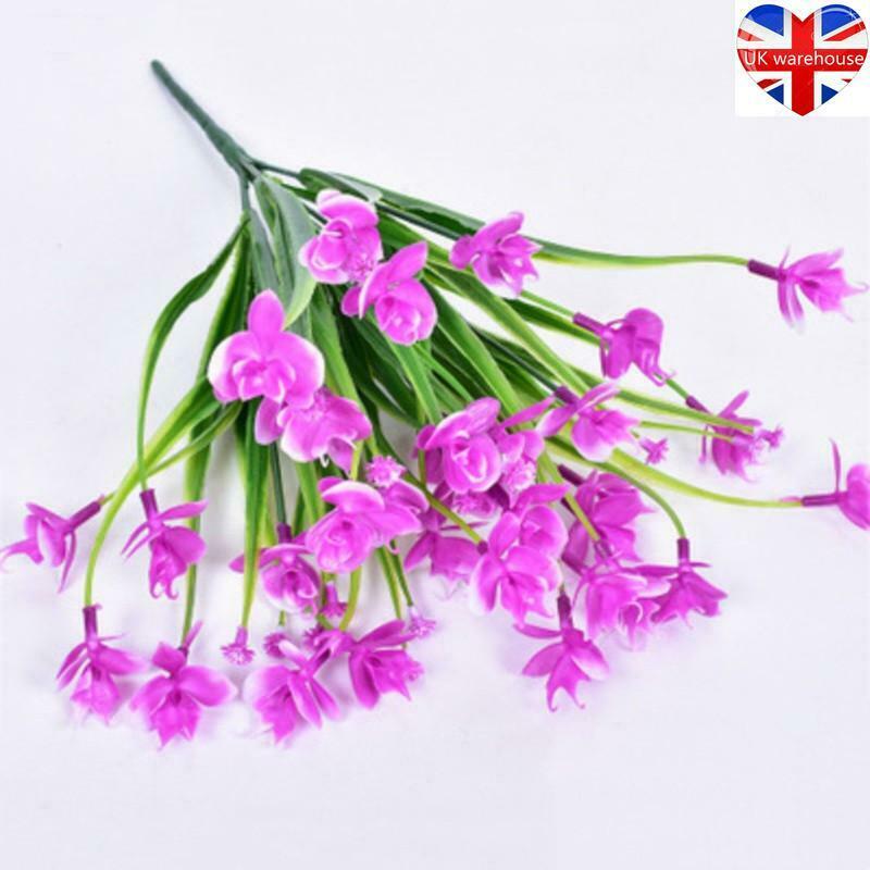 5 Bundles Artificial Flowers Plastic Fake Outdoor Plants Faux UV Resistant Decor