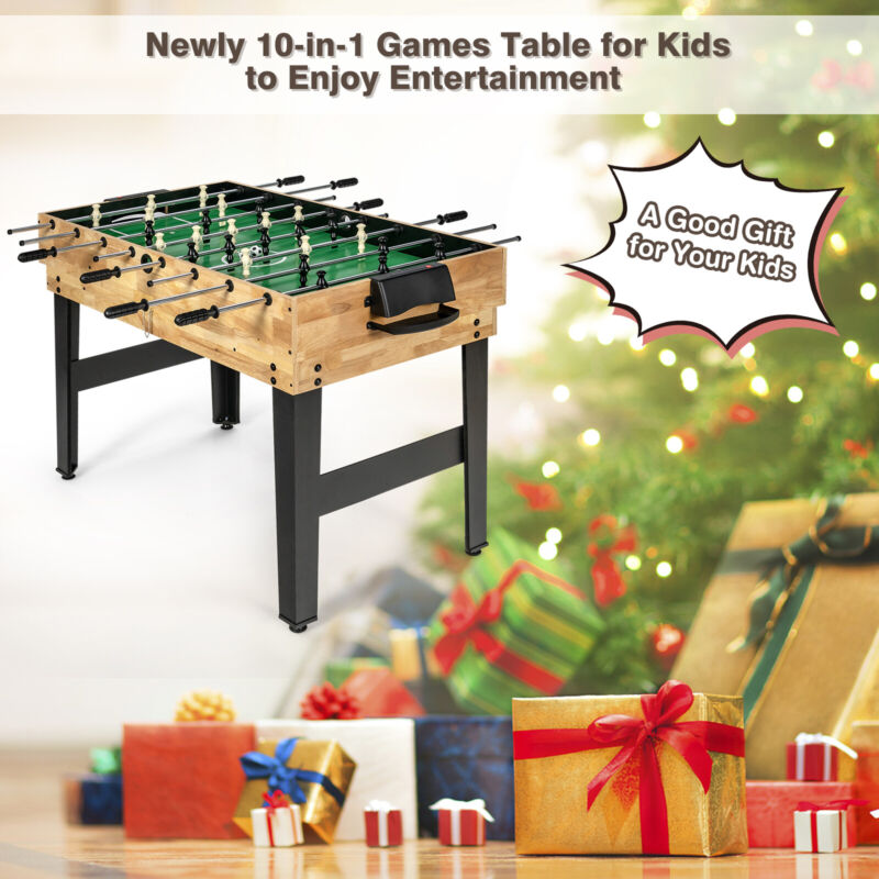 10-in-1 Combo Game Table Set Combo Entertainment Game Table Stackable Design