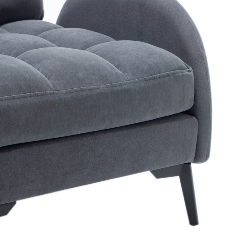 Upholstered Velvet Single Sleeper Sofa Recliner Home Cinema Armchair with Stool