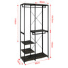 Clothes Rail w/ 4 Tiers Storage Shelves Garment Dress Hanging Display Stand Rack