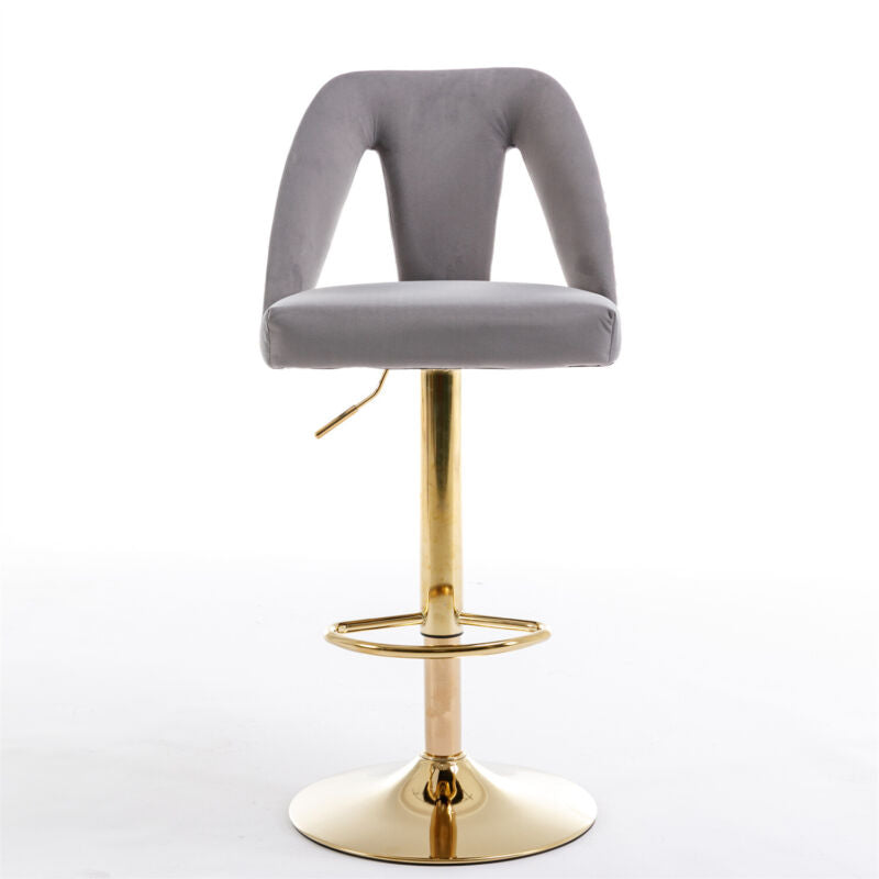 Bar Stools Set of 2 Upholstered Velvet Swivel Bar Chairs Adjustable Height NS