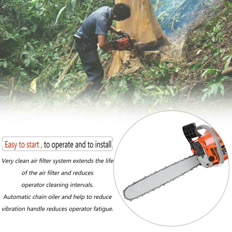 2700W 2-Stroke 52CC Petrol Chainsaw Easy Start E-Start Chain Saw 20" Heavy Duty