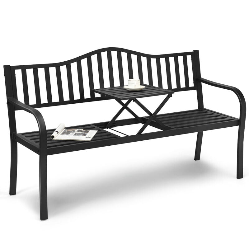 2 Seater Patio Garden Bench Outdoor Elegent Loveseat W/ Ergonomic Backrest