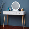 Modern Dressing Table Makeup Desk w/Drawer Round Mirror Stool White Bedroom BN