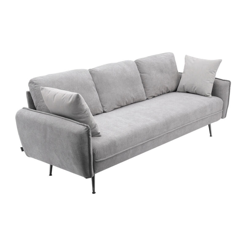 3 Seater Sofa Bed Grey Linen Fabric Living Room Couch Settee Large Cushion Seat